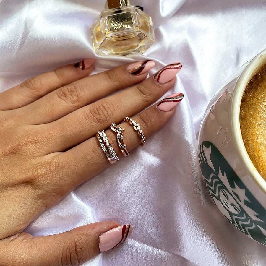 Crossover Diamond Stack Ring