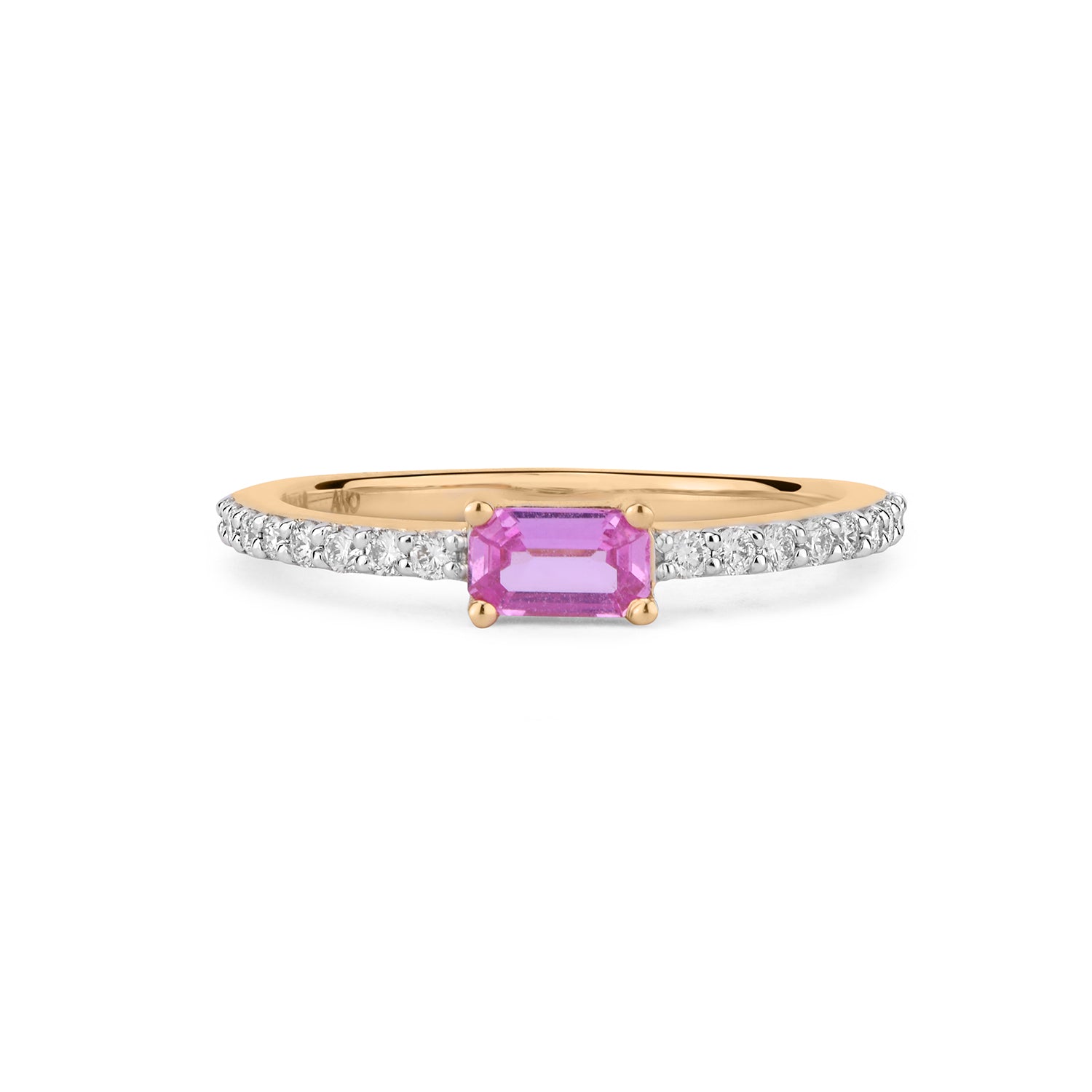 Emerald cut Pink Sapphire Diamond Ring