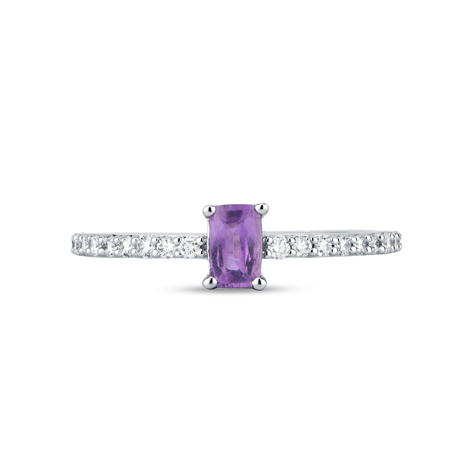 Emerald Cut Purple Sapphire Diamond Ring