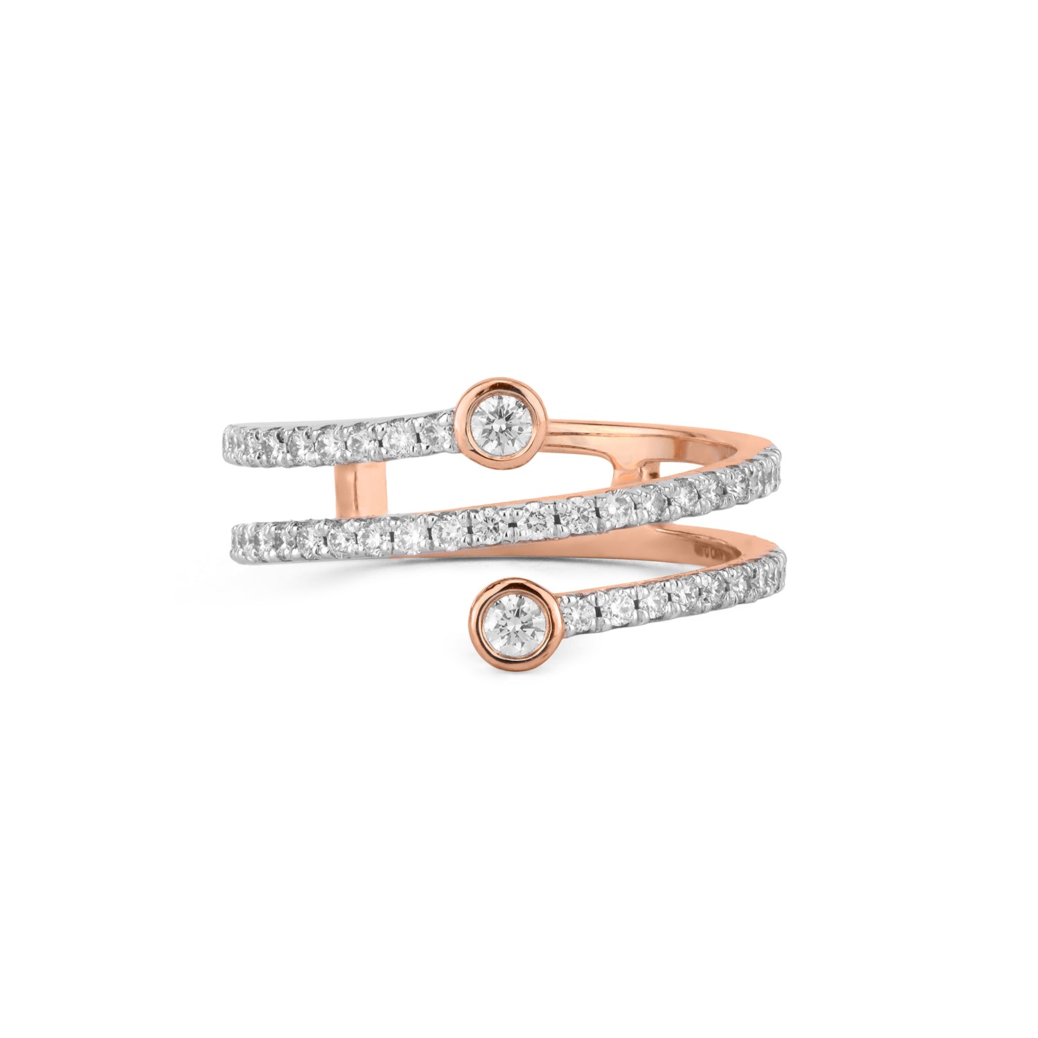 Multishape Triple Row  Diamond Statement Ring