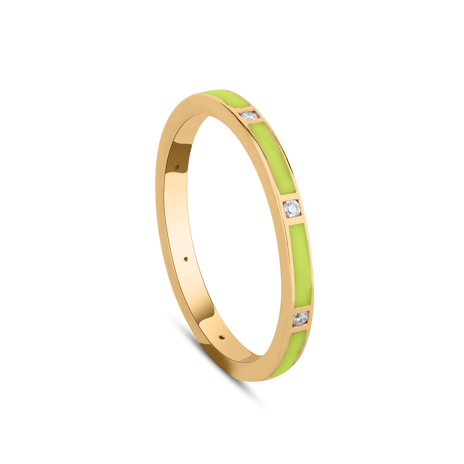 Stackable Light Green Enamel Diamond Band
