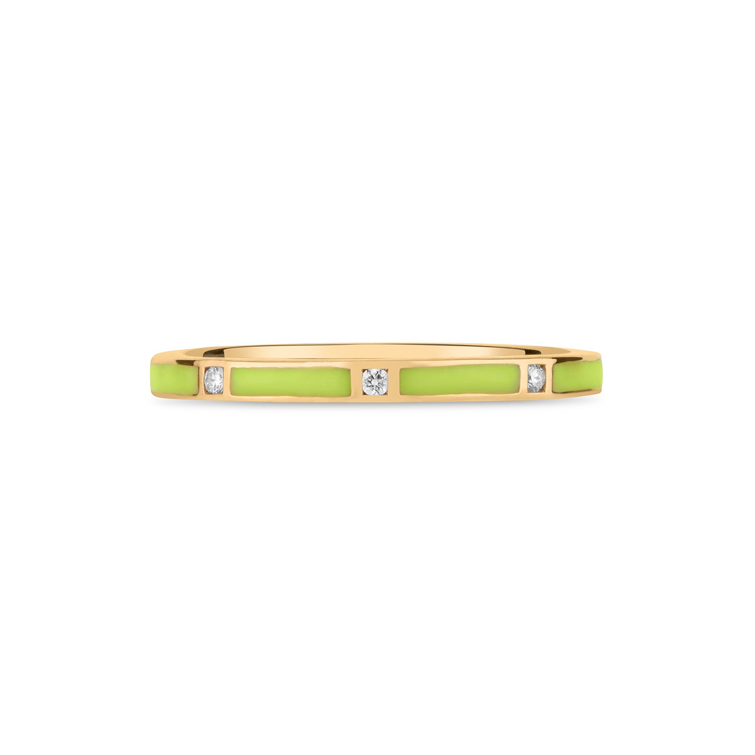 Stackable Light Green Enamel Diamond Band