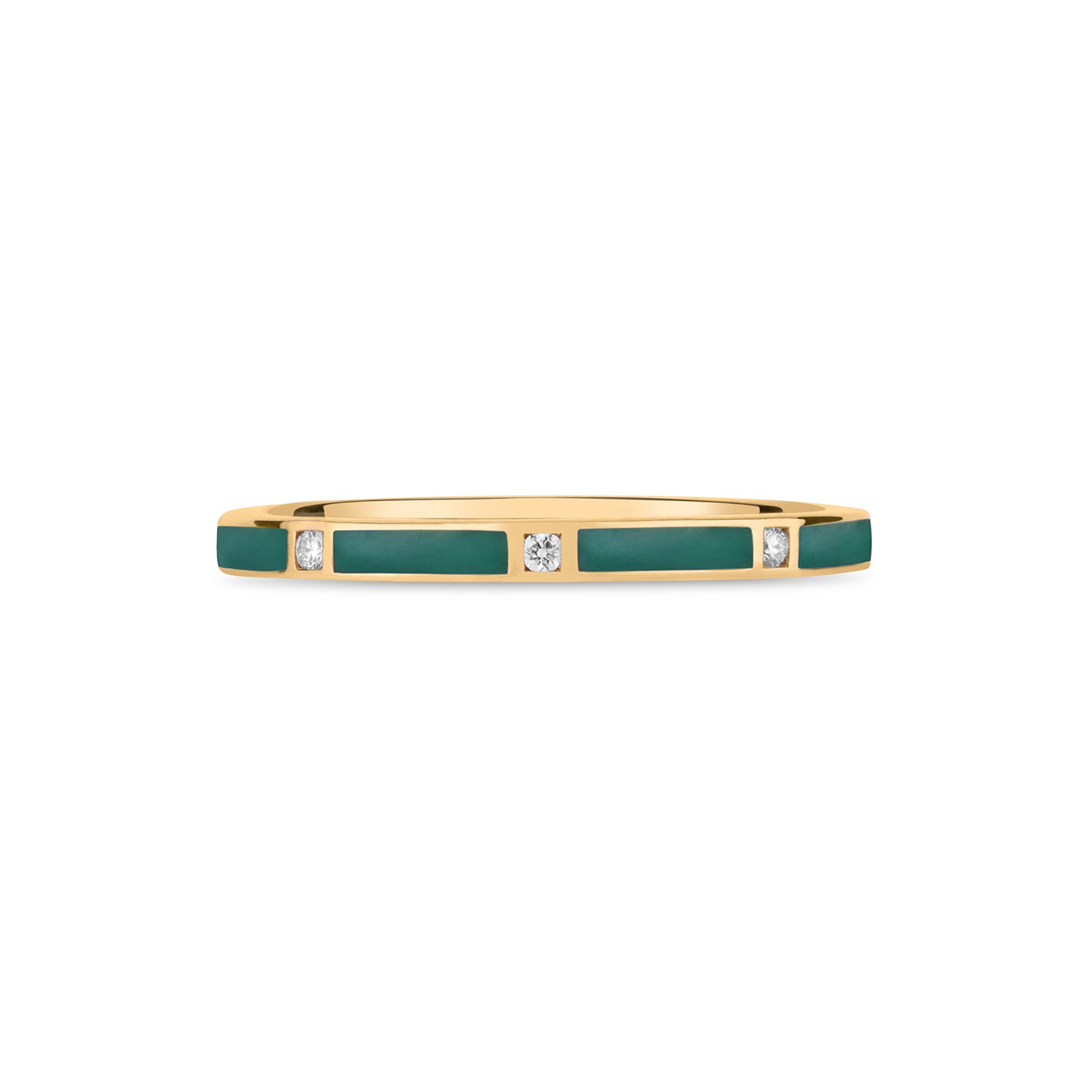 Stackable Deep Turquoise  Enamel Diamond Band