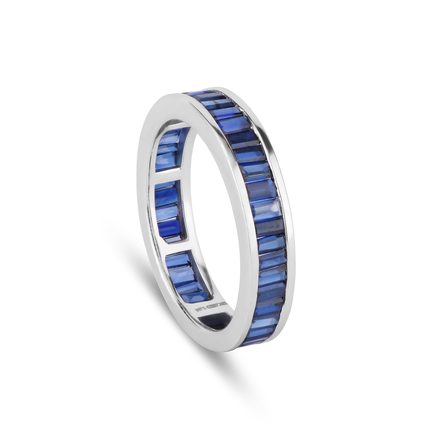 Blue Sapphire Baguette Eternity Band