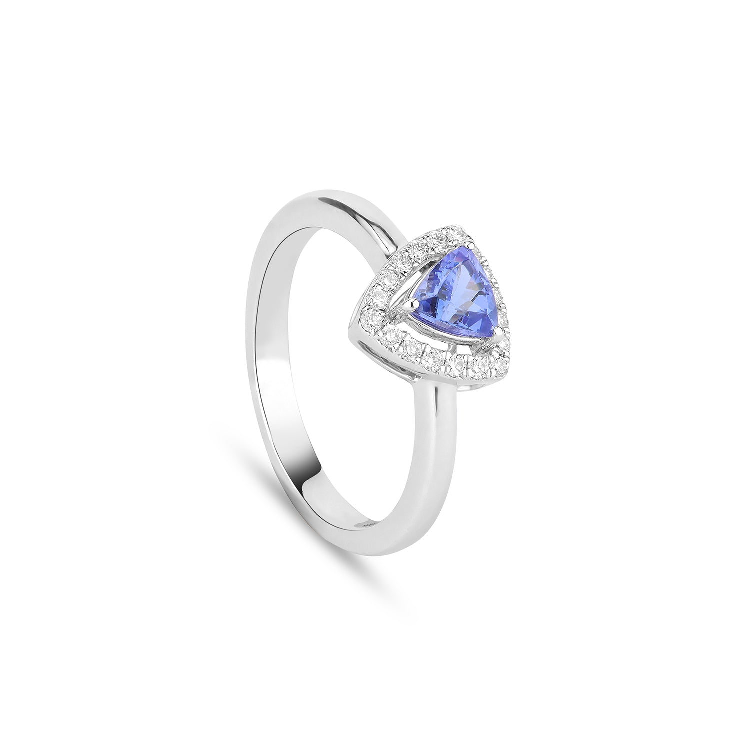 Trilliant shaped Blue Tanzanite diamond Ring
