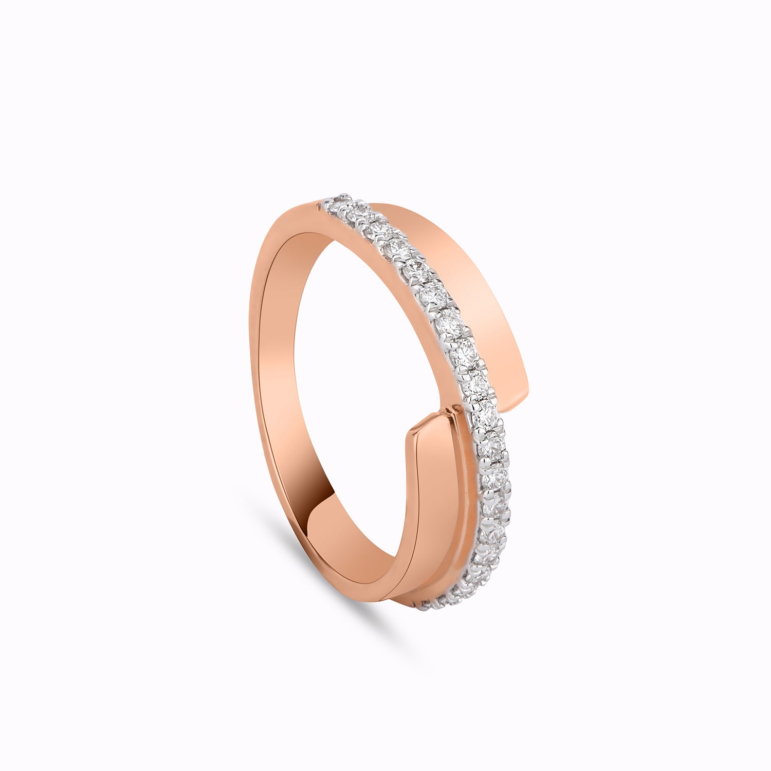 Half Metal Micro Diamond Ring