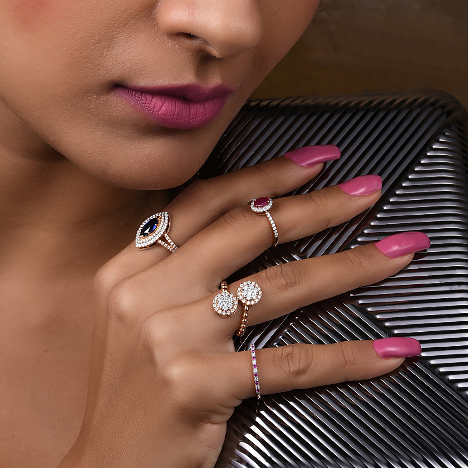 Composite Diamond Open Statement Ring