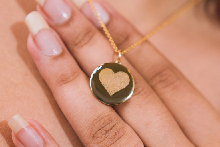 Love Finger Print - Pendant - 14k Yellow Gold