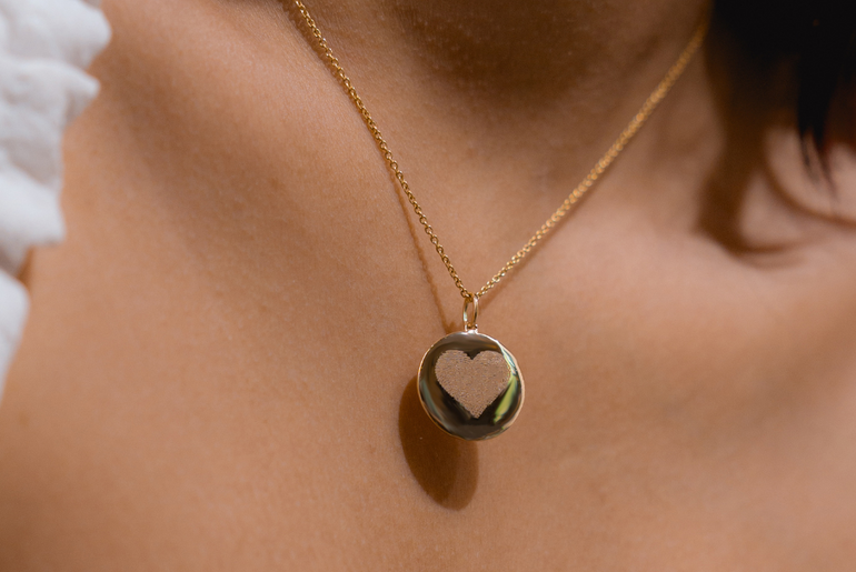 Love Finger Print - Pendant - 14k Yellow Gold