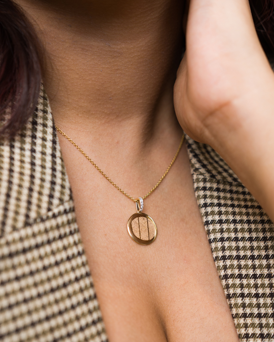 Triple Finger Print - Pendant - 14k Yellow Gold