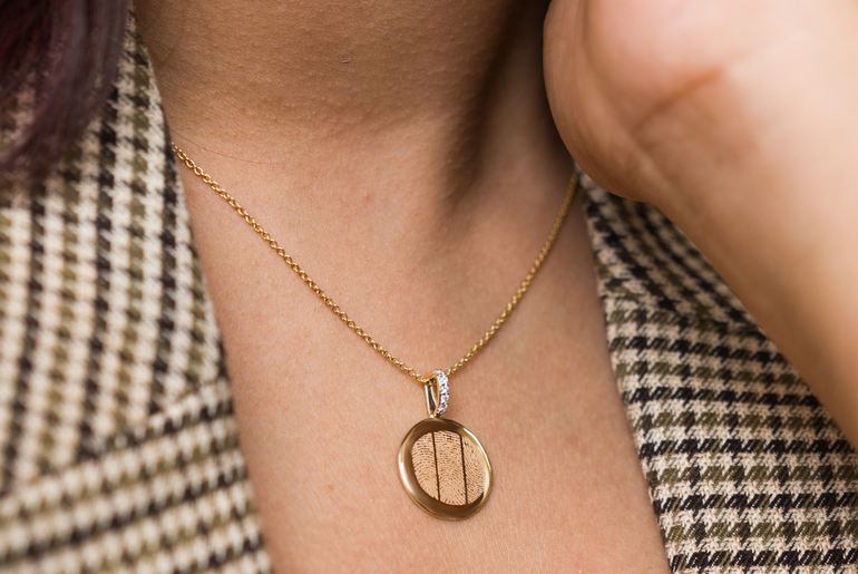 Triple Finger Print - Pendant - 14k Yellow Gold