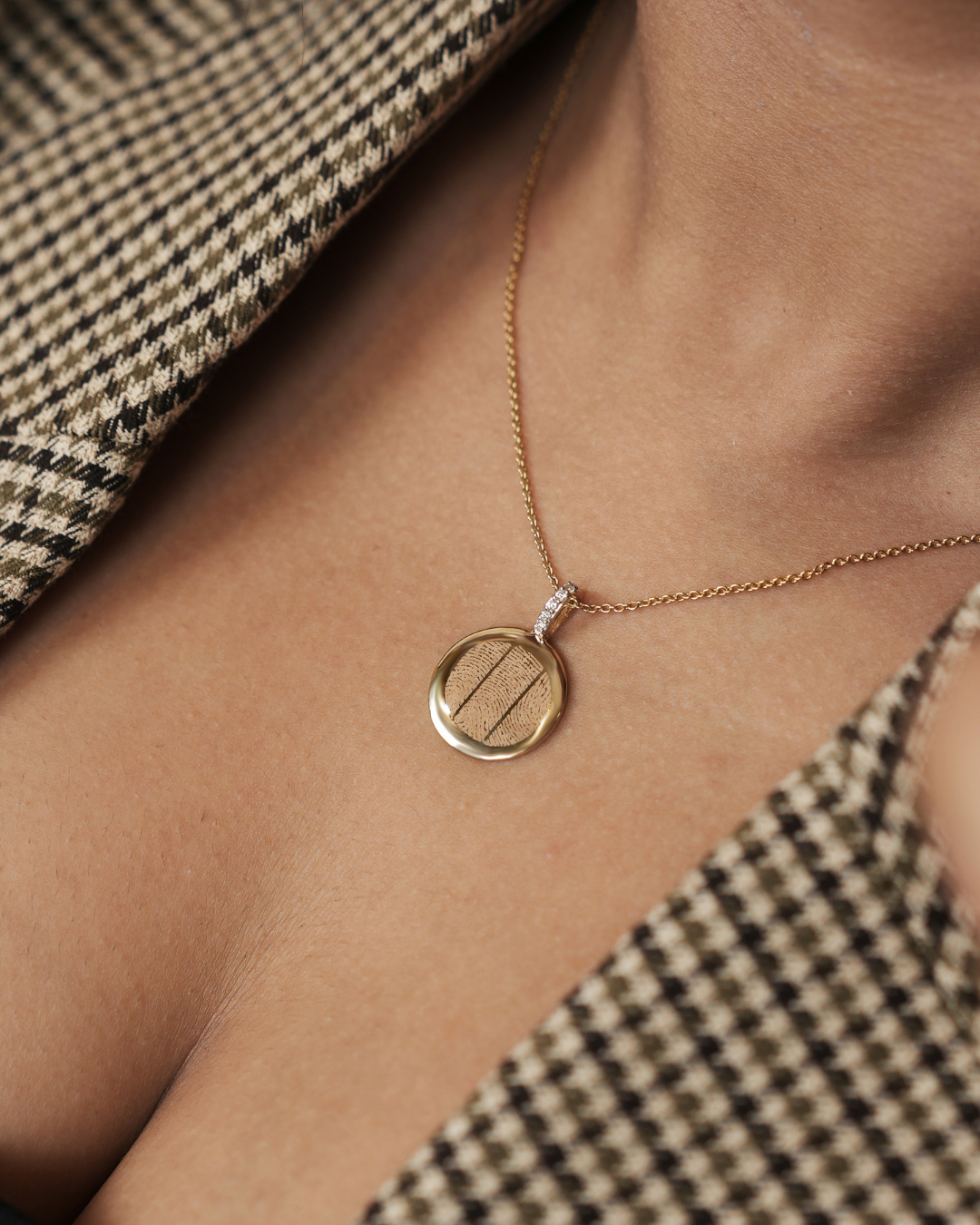 Triple Finger Print - Pendant - 14k Yellow Gold