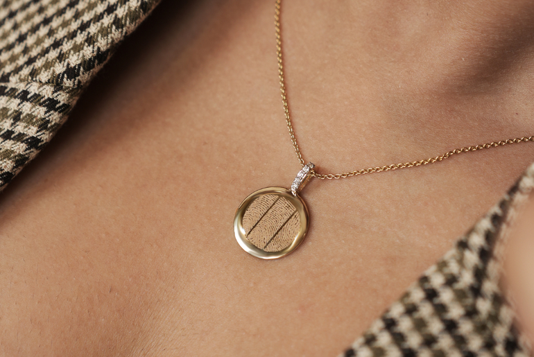 Triple Finger Print - Pendant - 14k Yellow Gold