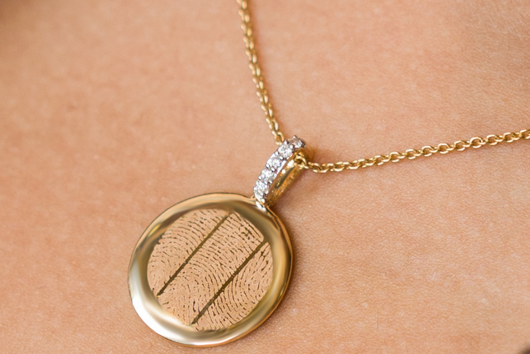 Triple Finger Print - Pendant - 14k Yellow Gold