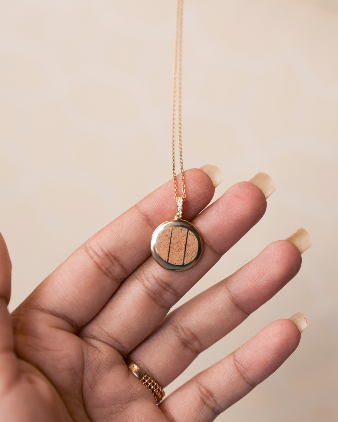 Triple Finger Print - Pendant - 14k Yellow Gold