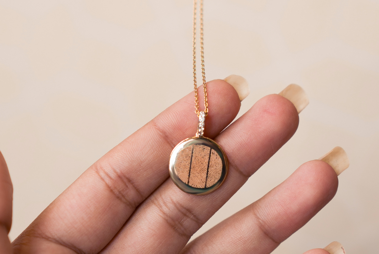 Triple Finger Print - Pendant - 14k Yellow Gold