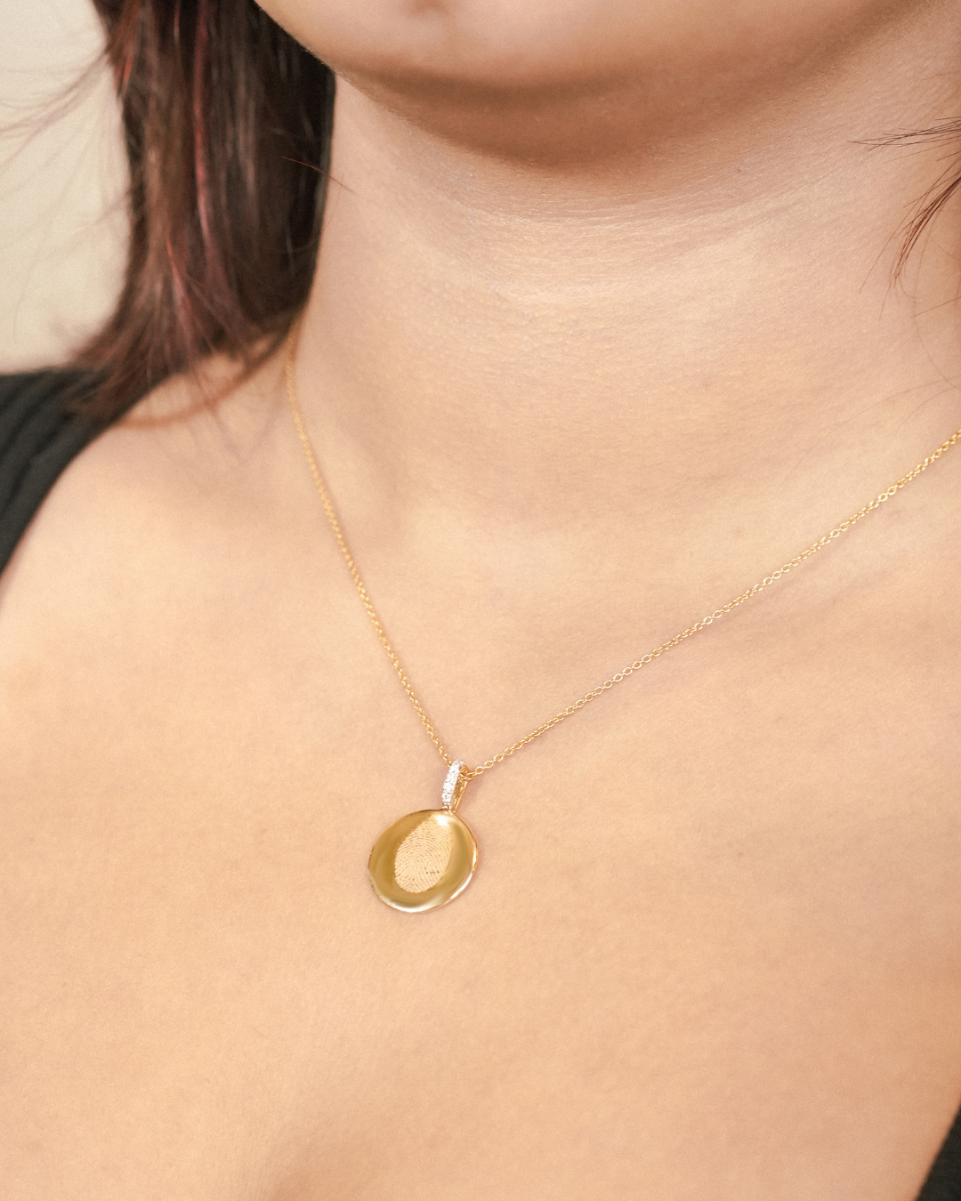 Single Finger Print - Pendant - 14k Yellow Gold