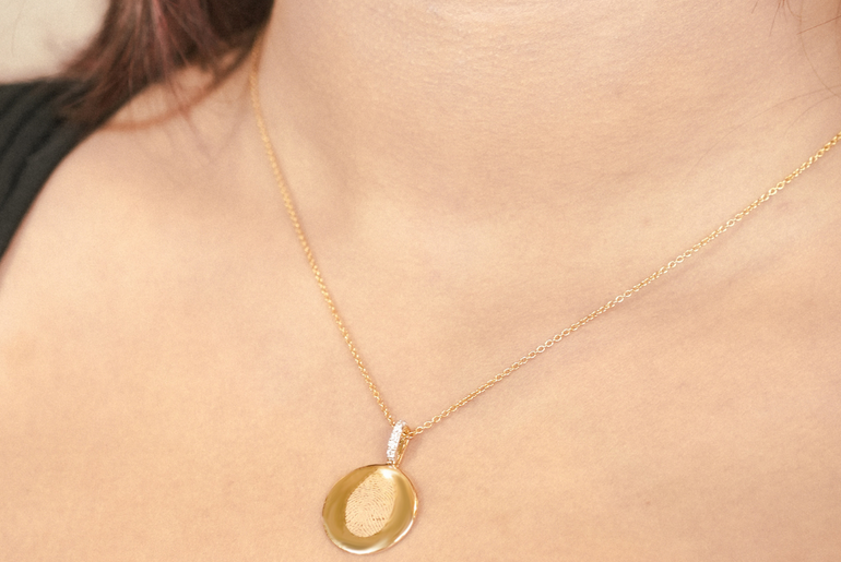 Single Finger Print - Pendant - 14k Yellow Gold