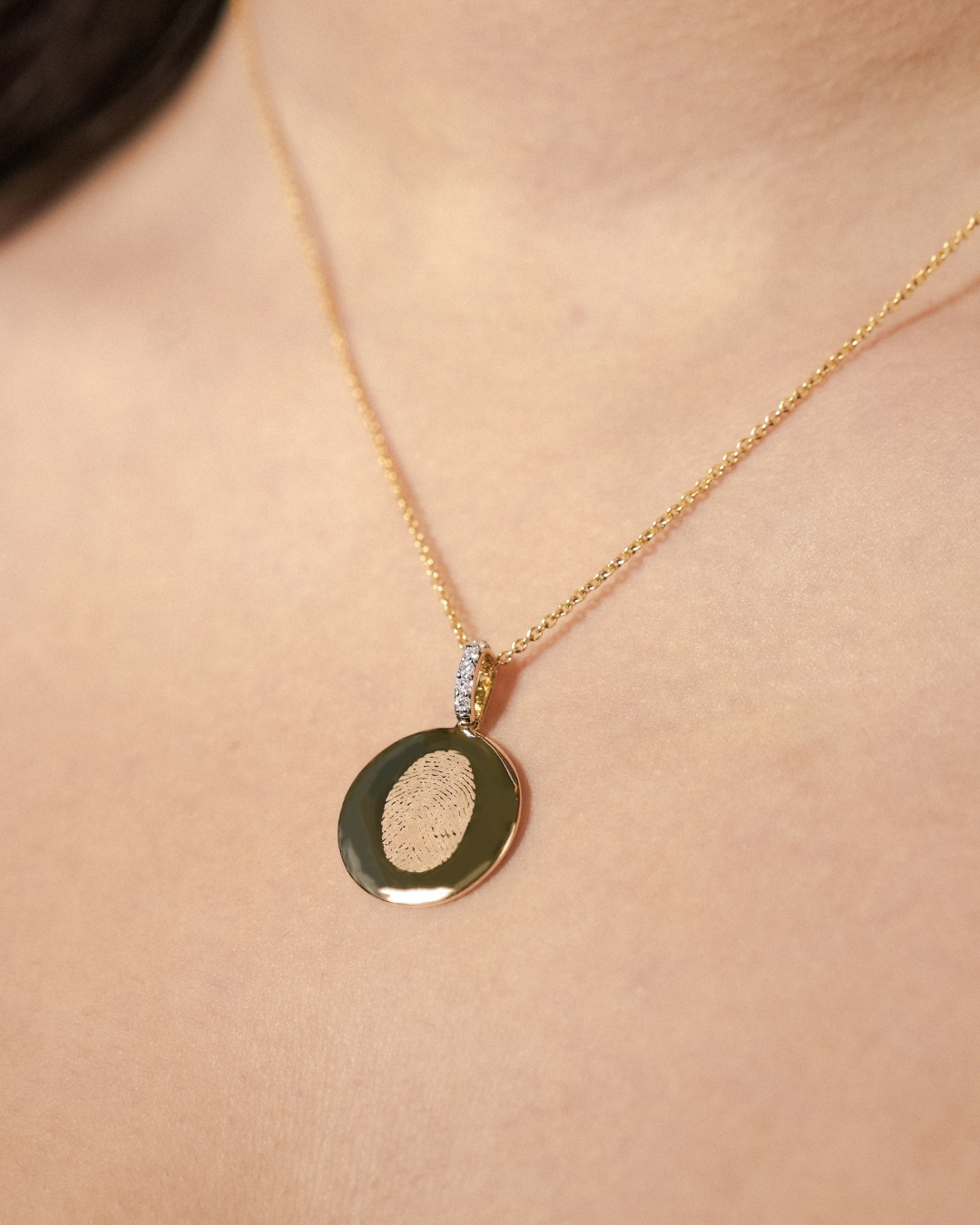 Single Finger Print - Pendant - 14k Yellow Gold