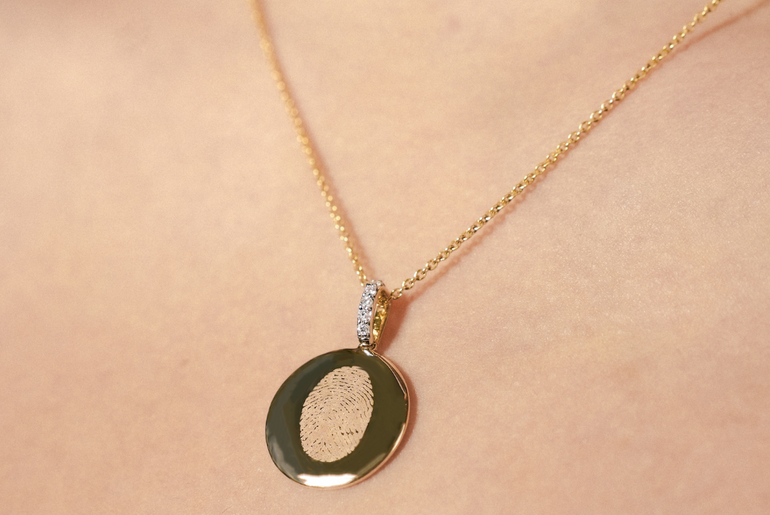 Single Finger Print - Pendant - 14k Yellow Gold