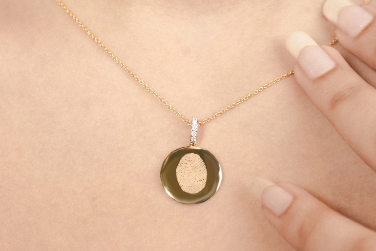 Single Finger Print - Pendant - 14k Yellow Gold