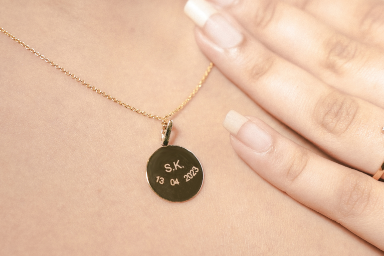 Single Finger Print - Pendant - 14k Yellow Gold
