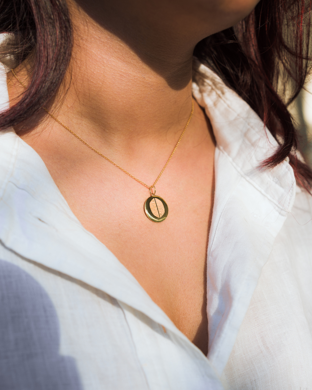 Double Finger Print - Pendant - 14k Yellow Gold