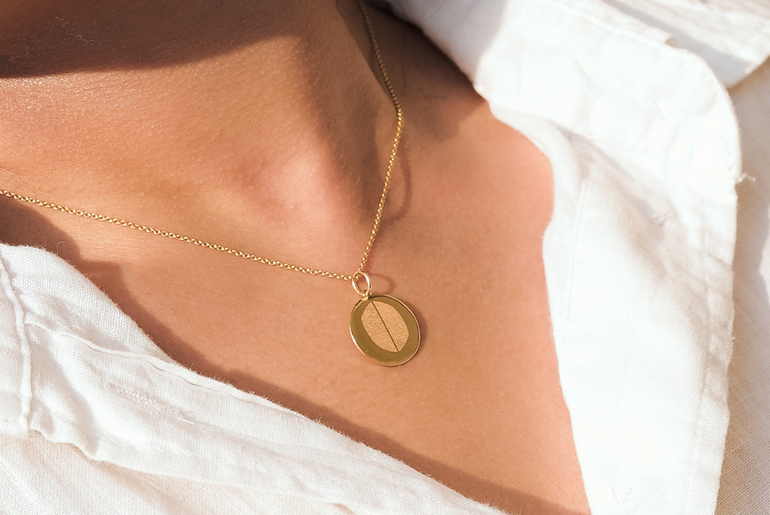 Double Finger Print - Pendant - 14k Yellow Gold