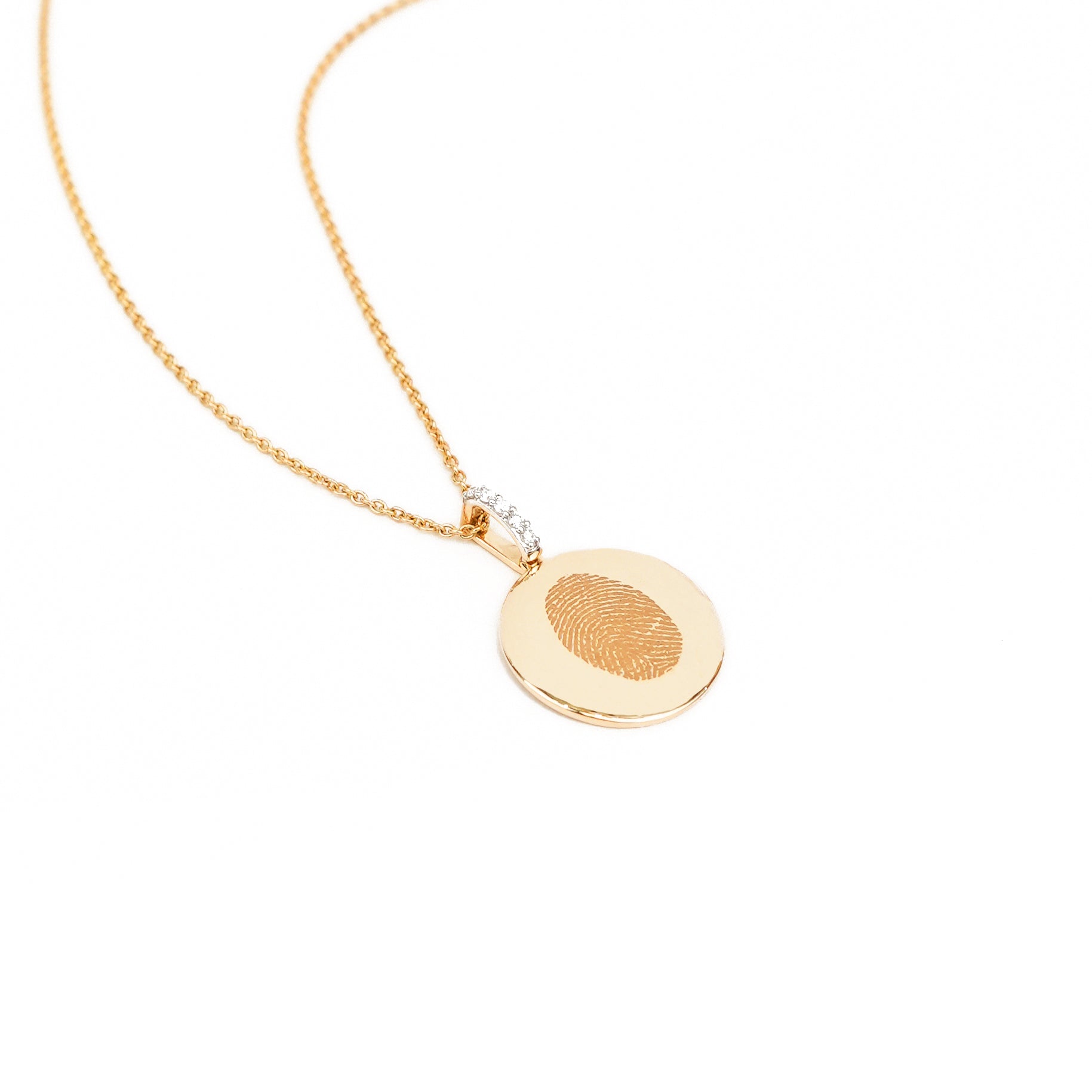 Single Finger Print - Pendant - 14k Yellow Gold