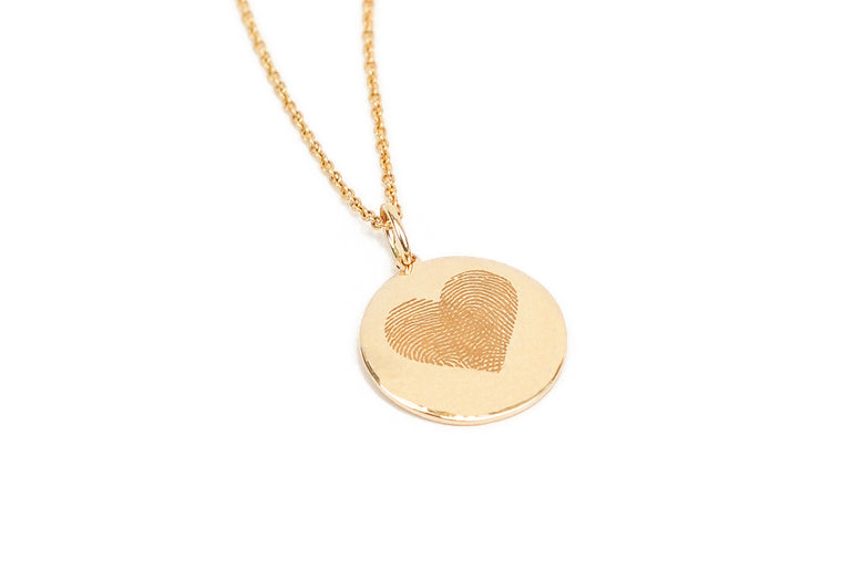 Love Finger Print - Pendant - 14k Yellow Gold