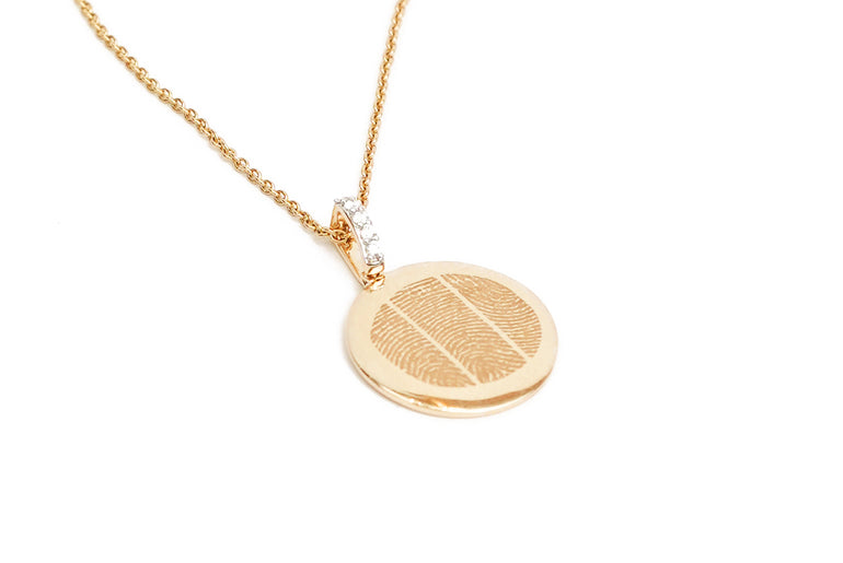 Triple Finger Print - Pendant - 14k Yellow Gold