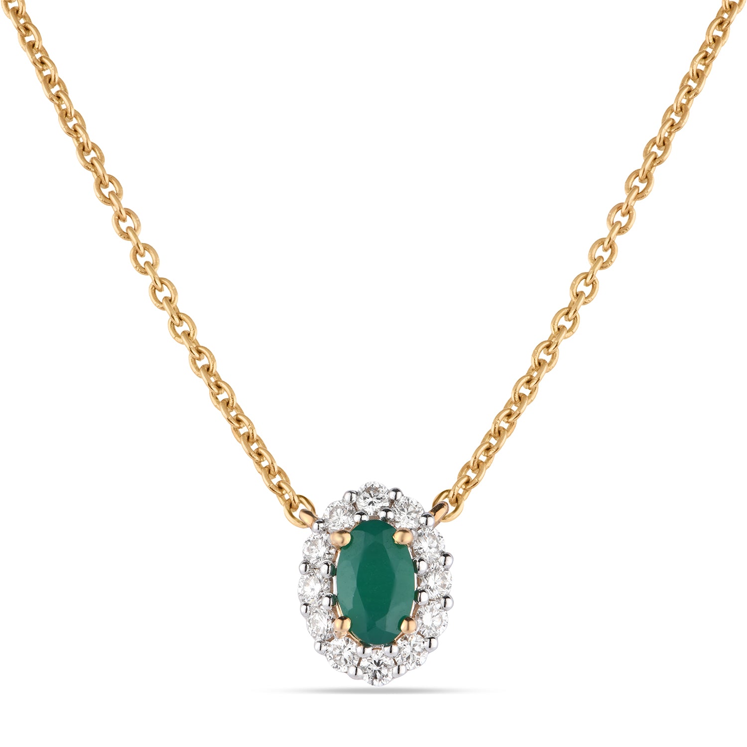 Buy Silver Plated Diamond Necklace Set With Green Stones