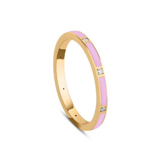 Stackable Light Pink Enamel Diamond Band