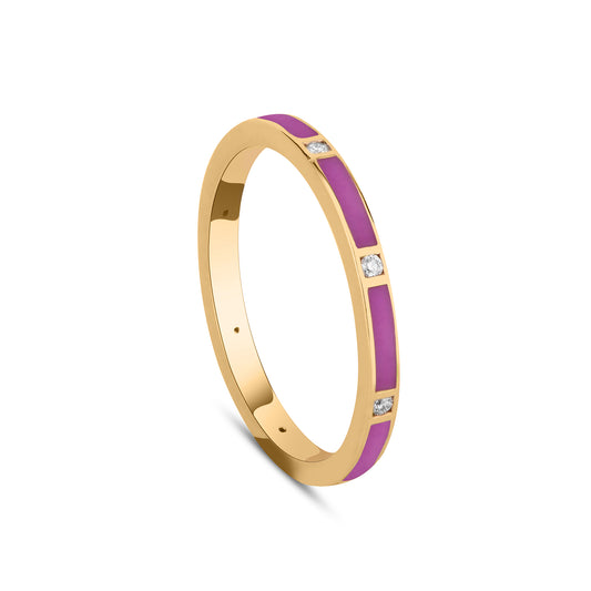 Stackable Purple Enamel Diamond Band